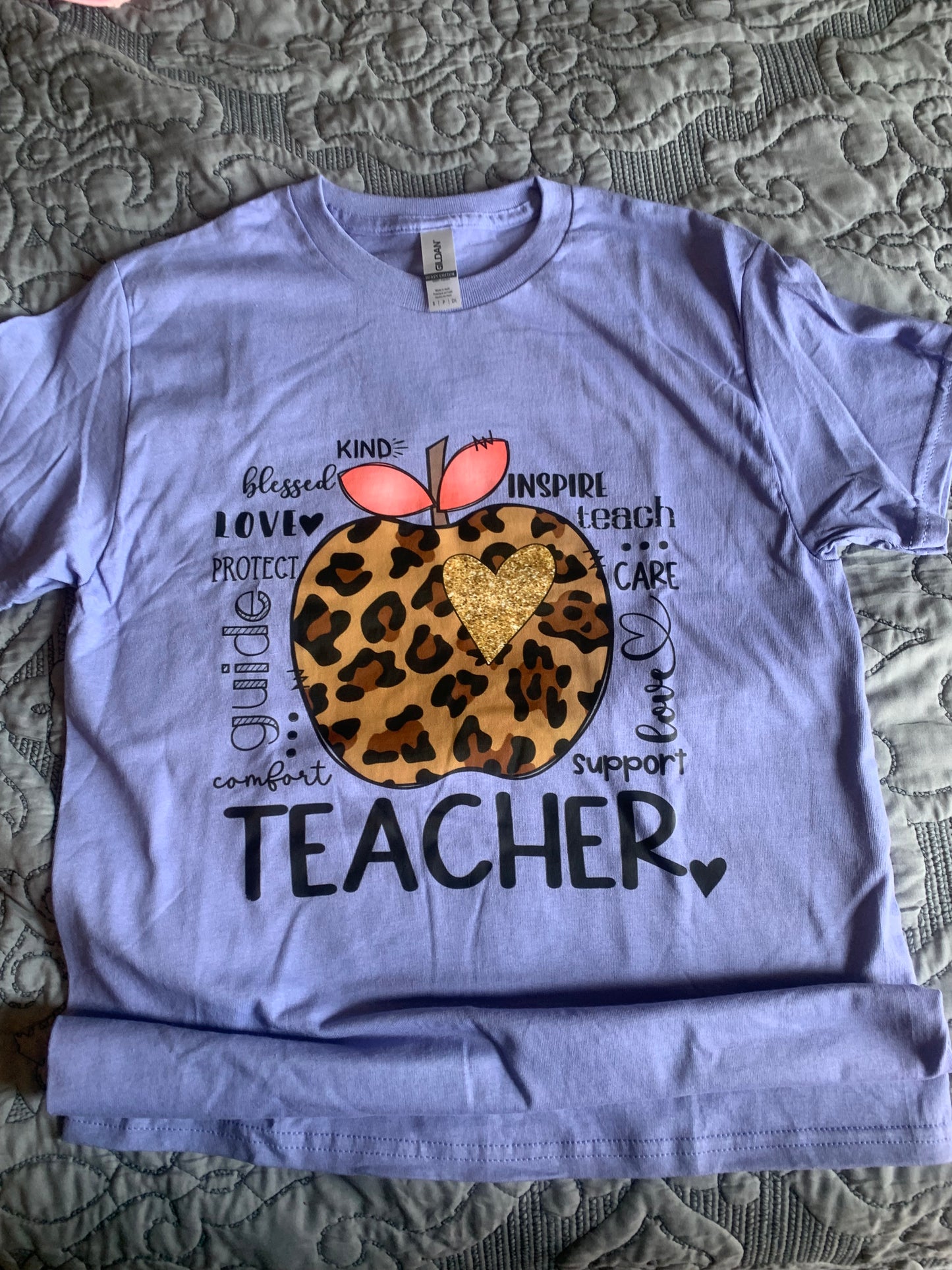 Teacher leopard apple shirt