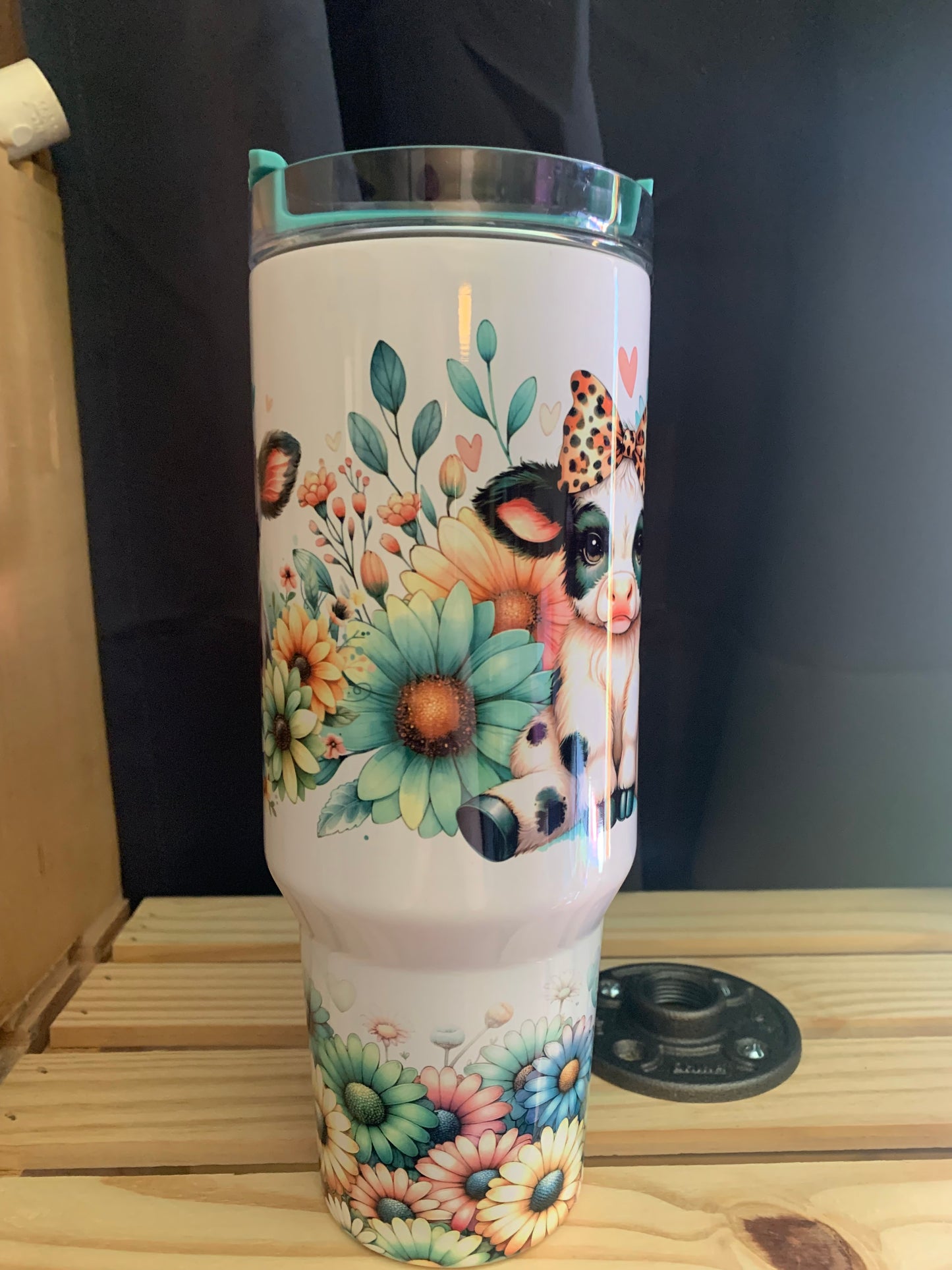 Black and white cow sunflowers