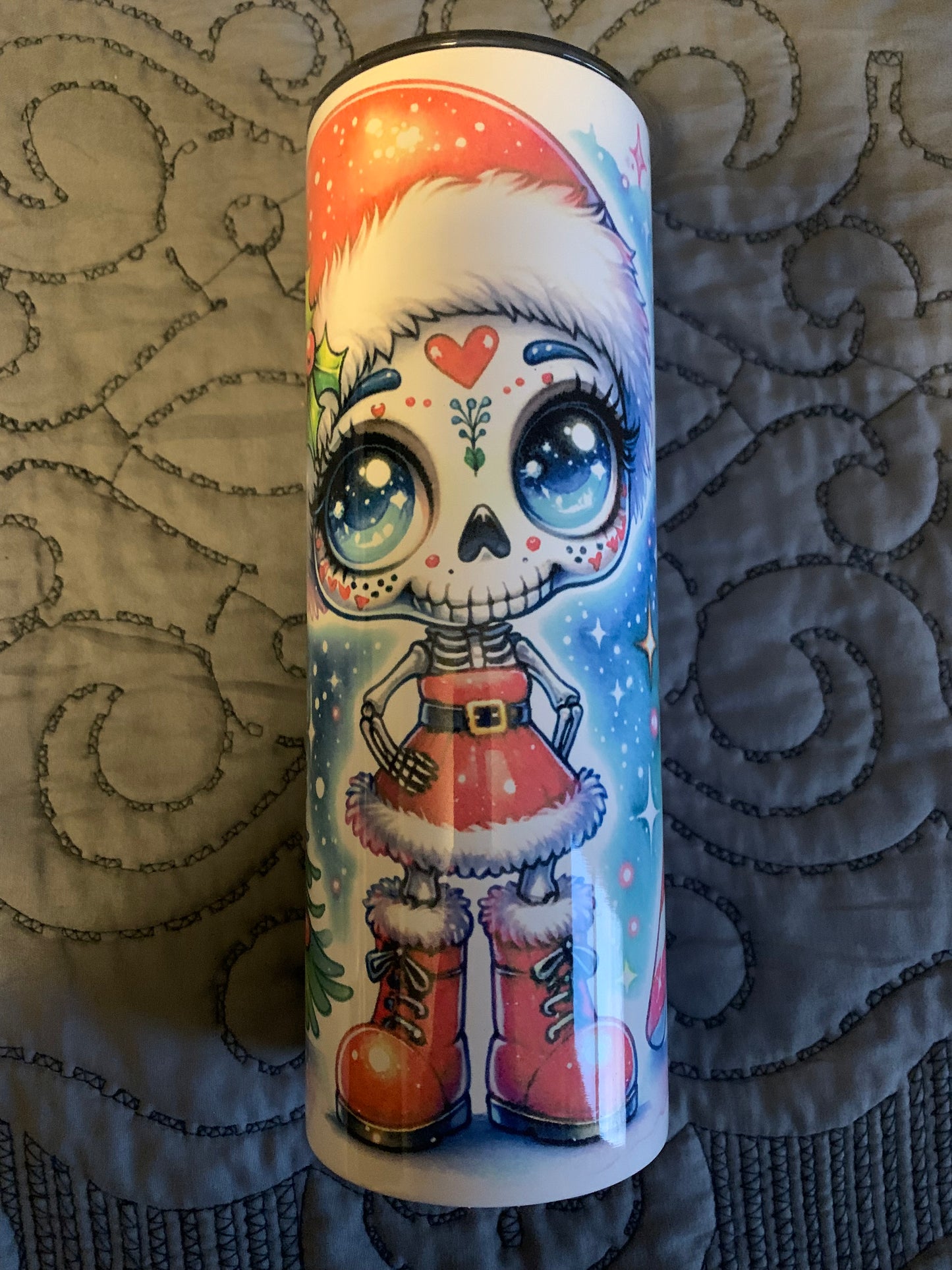 Skeleton Santa girl tumbler