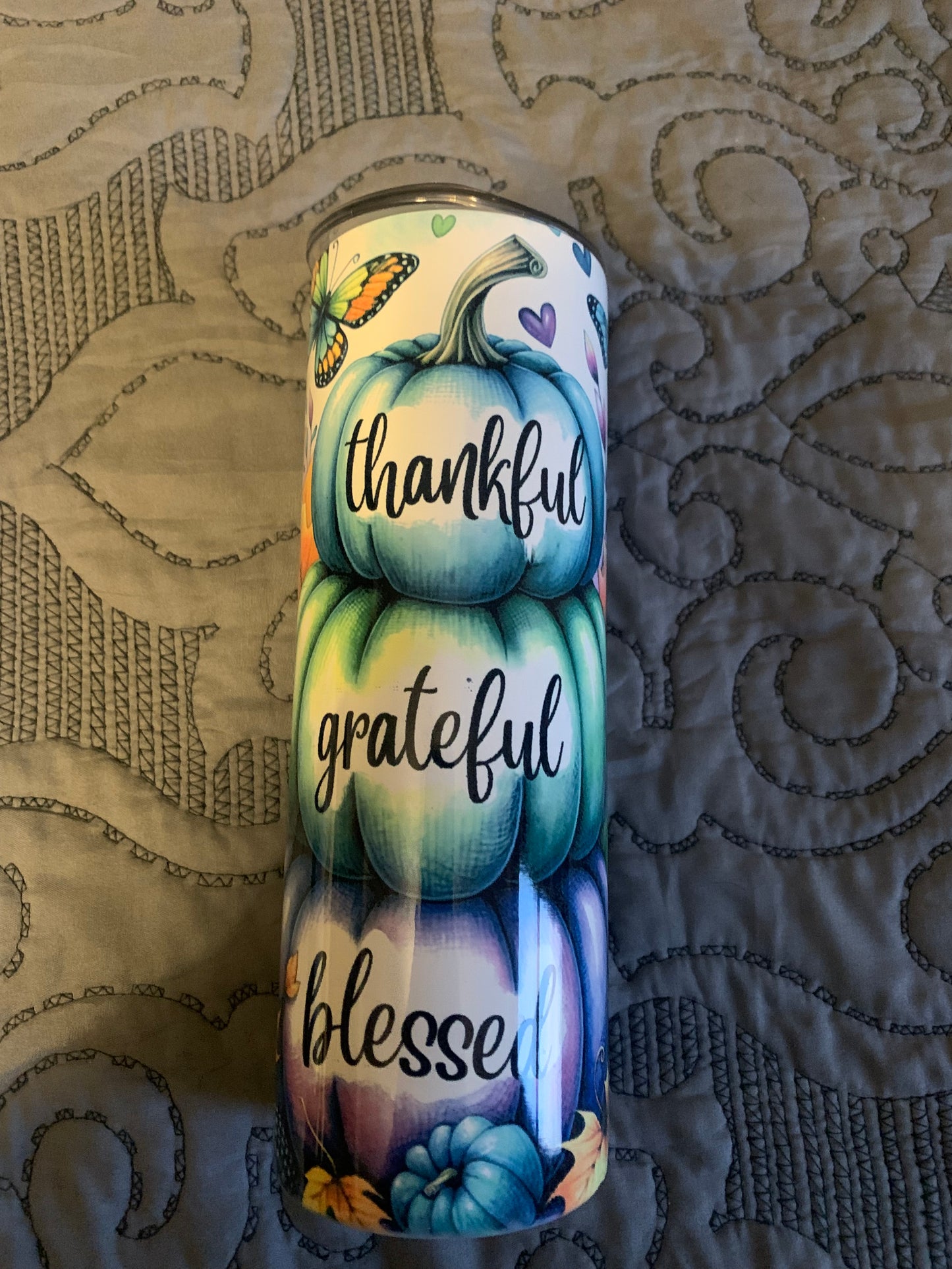 Thankful, grateful, blessed tumbler