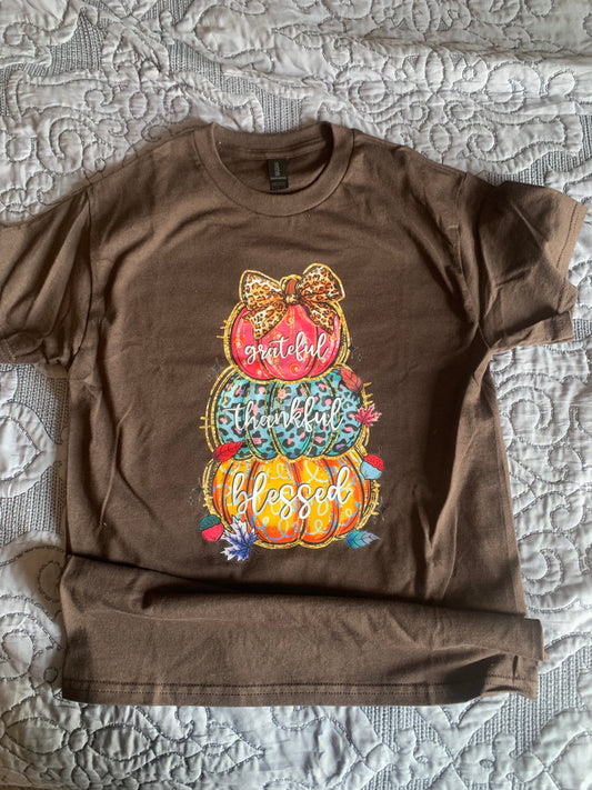 Thankful, grateful, blessed pumpkin shirt