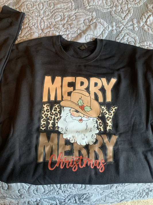 Merry cowboy Santa Crewneck