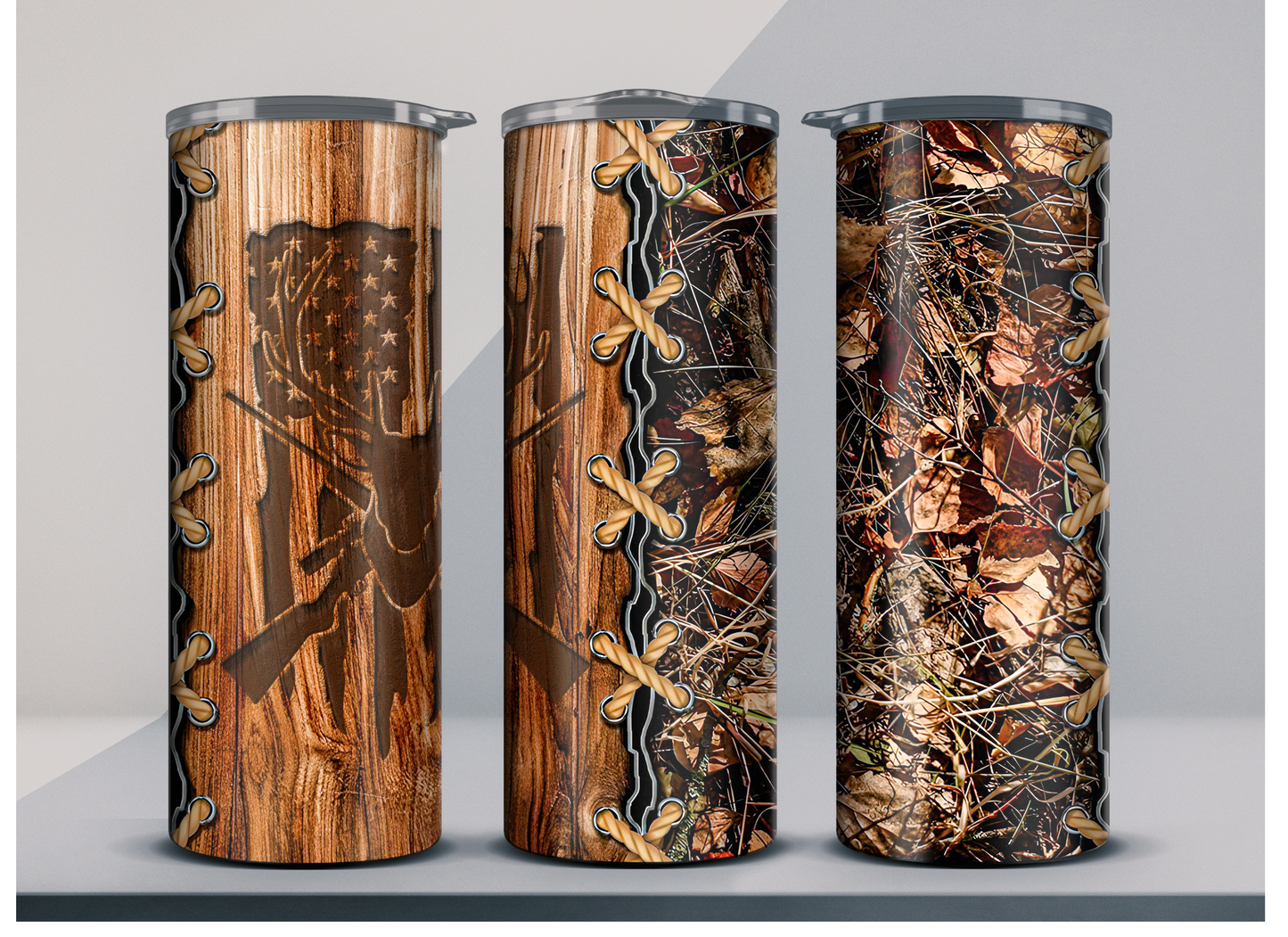 Camo/woodgrain Tumbler